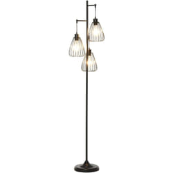 HOMCOM Lampada da Terra Piantana in Metallo Nero Design Vintage Industriale
