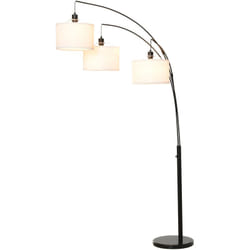 Homcom - Lampada da Terra 3 Luci Base in Marmo e Braccia Flessibili Altezza 205cm