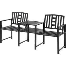 Outsunny - Panchina da Giardino Moderna 2 Posti con Tavolino e Foro