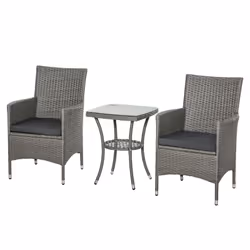 Descrizione: Crea un angolo di relax nel tuo giardino con questo salottino Outsunny! Il set include un tavolino e due sedie d ...