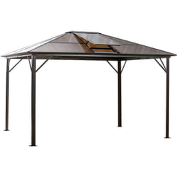Outsunny - Gazebo da Giardino 3.6x3m con Tettuccio Apribile in Policarbonato