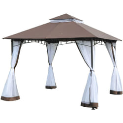 Outsunny Gazebo da Giardino 3x3m con Zanzariera Tetto 2 Livelli