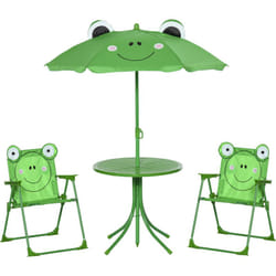 Set Tavolo da Giardino per Bambini con 2 Sedie Pieghevoli e Ombrellone - Outsunny