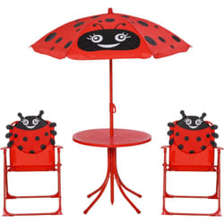 Set Tavolo da Giardino per Bambini con 2 Sedie Pieghevoli e Ombrellone - Outsunny