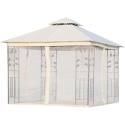 Outsunny - Gazebo da Esterno 3x3m con Zanzariera e Telaio in Acciaio