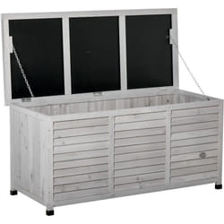 Outsunny - Panca Contenitore in Legno Cassapanca da Esterno Grigio