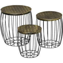 Set di 3 Tavolini da Giardino Impilabili da Esterno Nero - Outsunny