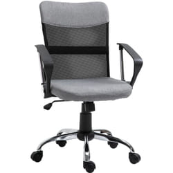 Vinsetto - Sedia Girevole ed Ergonomica per Scrivania in Tessuto Grigio