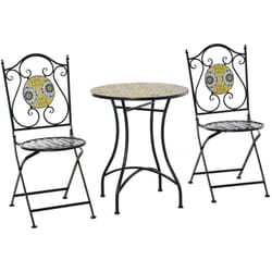 Outsunny - Set Tavolo e Sedie da Giardino in Metallo con Maioliche