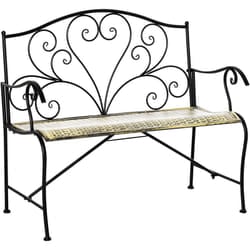 Outsunny - Panchina da Giardino in Ferro Stile Vintage 2 Posti Nero