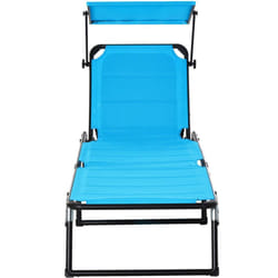 Outsunny - Sdraio da Giardino Pieghevole con Tettuccio e Regolabile Blu
