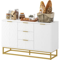Credenza Bassa per Cucina o Sala Credenza Moderna Bianca con 3 Cassetti - Homcom