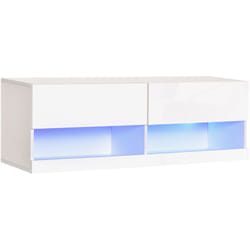 Mobile tv Sospeso con Luci led 20 Colori in Legno tv 42' Bianco Lucido - Homcom