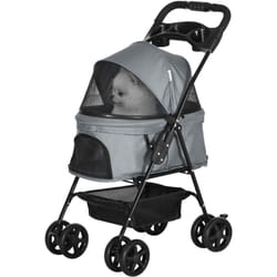 Pawhut - Passeggino per Cani Piccoli Pieghevole, Ruote Girevoli, Grigio