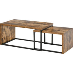 Set 2 Tavolini da Salotto Salvaspazio in Stile Industriale Marrone Nero - Homcom