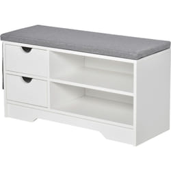 Panca Scarpiera da Ingresso Legno Salvaspazio Bianco 80.5x30.5x43.5cm - Homcom