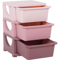 Homcom - Cassettiera in Plastica Colorata 3 Cassetti Giochi e Vestiti 37x37x56.5cm