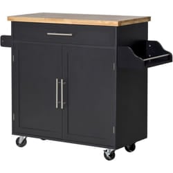 Homcom - Carrellino Cucina con Cassetto Armadietto e Portaspezie Nero 109x40x89cm