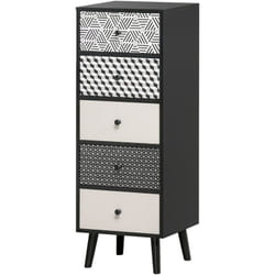 HOMCOM Mobile Cassettiera Moderno 5 Cassetti Arredamento Casa Nero e Grigio