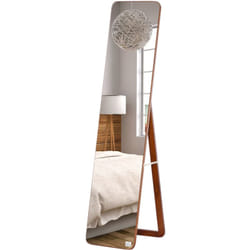 Homcom - Specchio da Terra e Parete in Legno con Supporto Pieghevole 37x43x156cm