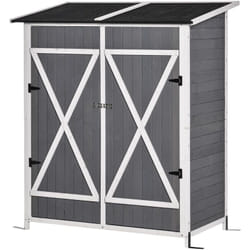 Outsunny - Casetta da Giardino Doppia Porta con Blocco e Tavolino