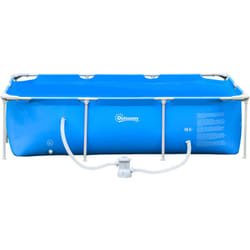 Outsunny - Piscina Fuoriterra Autoportante Rigida Rettangolare Blu