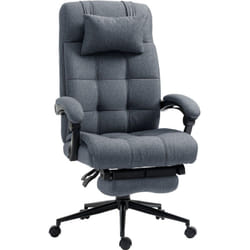 Sedia da Ufficio Imbottita Ergonomica e Reclinabile in Lino Grigio - Vinsetto