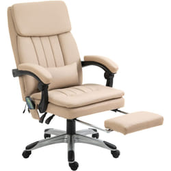 Poltrona Ufficio Massaggiante Regolabile e Reclinabile Similpelle Beige - Vinsetto