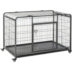 PawHut Kennel Gabbia per Cani Pieghevole Doppia Porta con Blocco