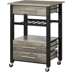 Carrello Portavivande da Cucina 3 Cassetti e Mensola 60x50x84.5cm Legno - Homcom