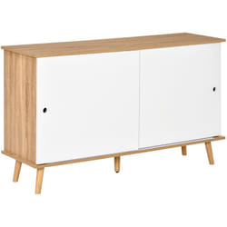 Credenza Moderna Cucina Mensole Regolabili Ante Scorrevoli 130x40x74.5cm - Homcom