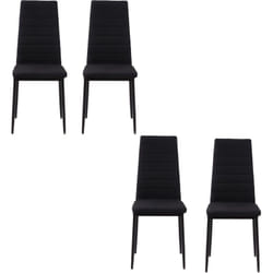 Set 4 Sedie Imbottite per Cucina o Soggiorno in Metallo e Tessuto Nero - Homcom