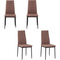 Set 4 Sedie Imbottite per Cucina o Soggiorno in Metallo e Tessuto Cachi - Homcom