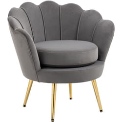 Poltroncina da Camera in Velluto Grigio Poltrona Vintage di Design - Homcom