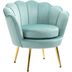 Poltroncina da Camera in Velluto Verde Poltrona Vintage di Design - Homcom