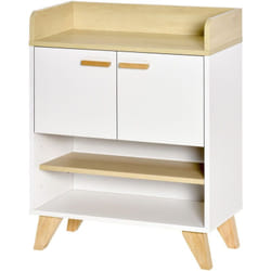 Hocmom Mobile Multiuso con Vani Aperti e Armadietto a 2 Ante Legno e Bianco