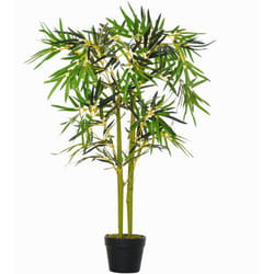 Outsunny - Pianta Finta di Bambù in Plastica con Vaso 120cm per Interno ed Esterno