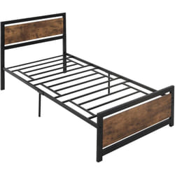 Letto Singolo in Acciaio Legno con Doghe Stile Industriale 97x 208x103cm - Homcom