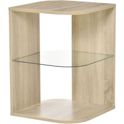 HOMCOM Tavolino da Salotto Multiuso in Legno e Vetro Design Moderno 40x40x56cm