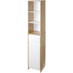 Mobiletto Armadietto a Colonna Bagno in Legno con Ripiani e Cassetto - Kleankin