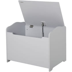 Homcom - Panca Contenitore Portagiochi in Legno con Coperchio Ammortizzato Grigio
