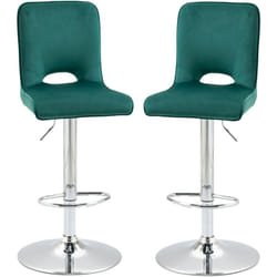 Set 2 Sgabelli Bar Girevoli Effetto Velluto e Altezza Regolabile Verde - Homcom