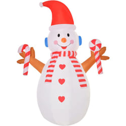 Homcom - Pupazzo di Neve Gonfiabile Altezza 240cm con Cappello e Luci a led Bianco