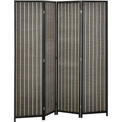 Separé Paravento in Legno e Bambù Pieghevole a 4 Pannelli Alto 180cm Casa - Homcom