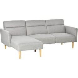 Divano Letto 3 Posti con Schienale Regolabile Stile Scandinavo Grigio - Homcom