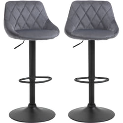 Set 2 Sgabelli da Bar Girevoli Effetto Velluto Grigio Altezza Regolabile - Homcom