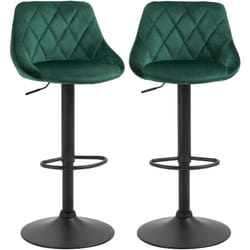 Set 2 Sgabelli da Bar Girevoli Effetto Velluto Verde Altezza Regolabile - Homcom
