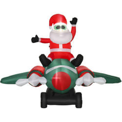 Homcom - Decorazione Natalizia Esterno 160cm Babbo Natale Gonfiabile su Aereo Luci