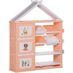 Armadio Cameretta in pe con 4 Contenitori 3 Armadietti Mensole Arancione - Homcom