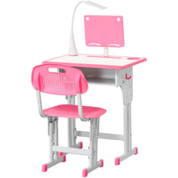 Homcom - Banchetto per Bambini con Sedia Altezza Regolabile Lampada Età 6-12 Anni